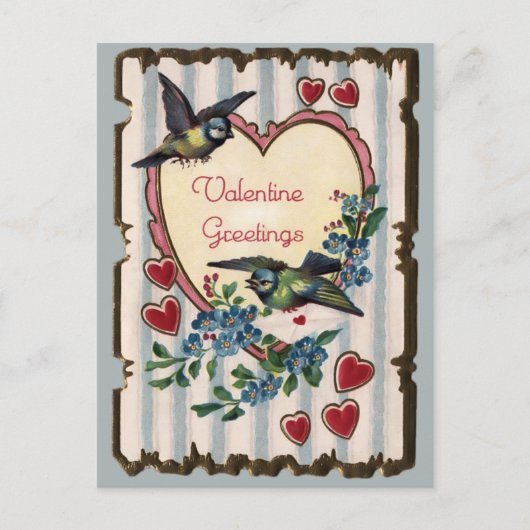 Vintage Bluebirds und Herz - Valentine Postkarte (Vorderseite)