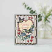 Vintage Bluebirds und Herz - Valentine Postkarte (Stehend Vorderseite)