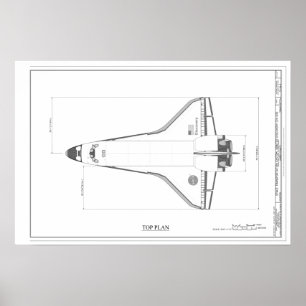 Vintage-Blueprint des Space Shuttle Discovery Poster