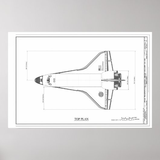 Vintage-Blueprint des Space Shuttle Discovery Poster (Vorne)