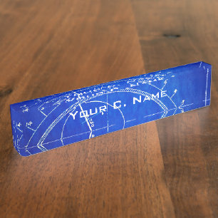 Vintage Blueprint-Diagramm Nr. 327 Namensplakette