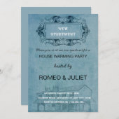 Vintage Blueprint Homewarming Invitation Einladung (Vorne/Hinten)