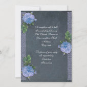 Vintage Blues Rose Tafel Hochzeit Einladung (Rückseite)