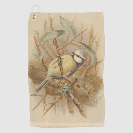 Vintage Bluetit-Illustration Golfhandtuch (Vorderseite)