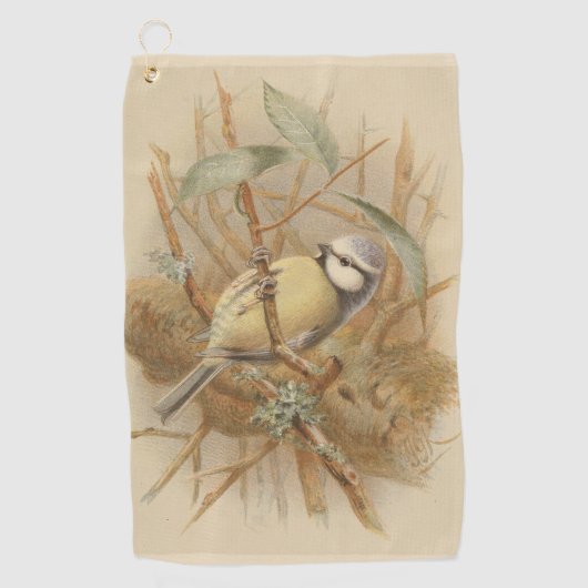 Vintage Bluetit-Illustration Golfhandtuch (Vorderseite)