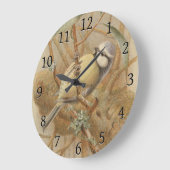 Vintage Bluetit-Illustration Große Wanduhr (Winkel)