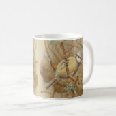 Vintage Bluetit-Illustration Kaffeetasse (VorderseiteRechts)