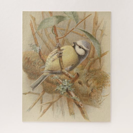 Vintage Bluetit-Illustration Puzzle (Vertikal)