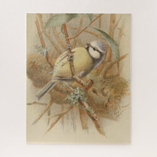 Vintage Bluetit-Illustration Puzzle (Vertikal)