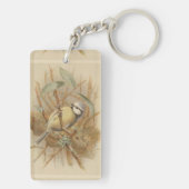 Vintage Bluetit-Illustration Schlüsselanhänger (Rückseite)