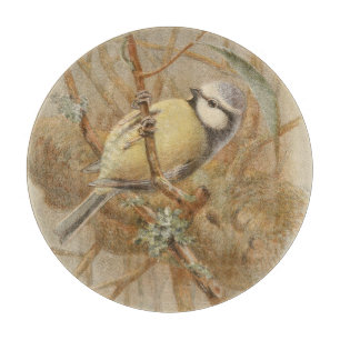 Vintage Bluetit-Illustration Schneidebrett