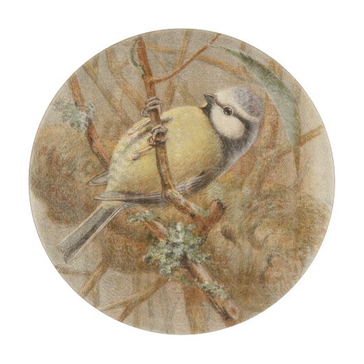 Vintage Bluetit-Illustration Schneidebrett (Vorderseite)