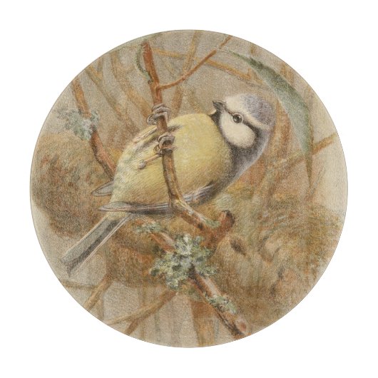 Vintage Bluetit-Illustration Schneidebrett (Vorderseite)