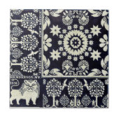 Vintage blühende Blume Stoffkunst Fliese (Vorderseite)