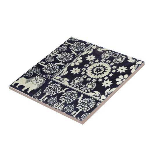 Vintage blühende Blume Stoffkunst Fliese (Seite)