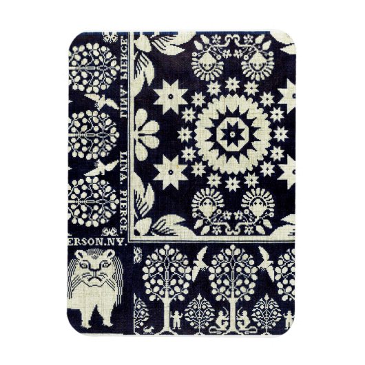 Vintage blühende Blume Stoffkunst Magnet (Vertikal)