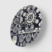 Vintage blühende Blume Stoffkunst Runde Wanduhr (Winkel)