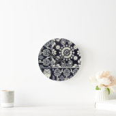 Vintage blühende Blume Stoffkunst Runde Wanduhr (Zuhause)