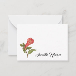 Vintage blühende Darstellung der Blume Pomegranat Mitteilungskarte