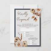 Vintage blühende Herbst-Blume Blaue Hochzeit RSVP Karte (Vorderseite)