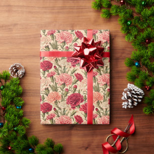 Vintage blühende Nelkenkunst Geschenkpapier