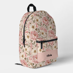 Vintage blühendes Pfingstrosen-Muster Bedruckter Rucksack