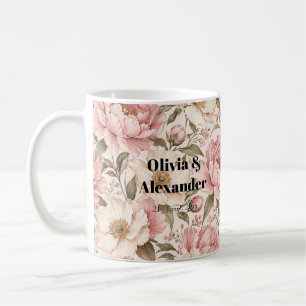 Vintage blühendes Pfingstrosen-Muster Kaffeetasse