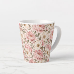 Vintage blühendes Pfingstrosenmuster Milchtasse