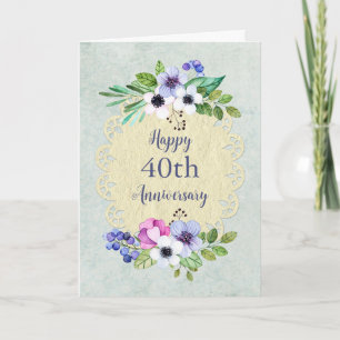 Vintage Blume 40. Geburtstagskarte Karte