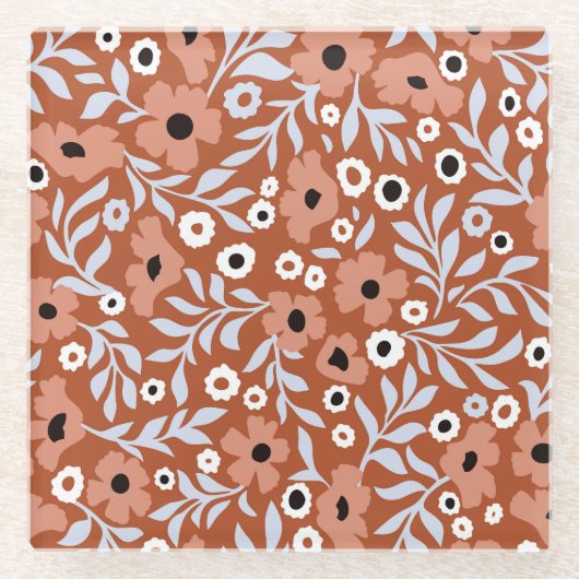 Vintage Blume: abstrakter Hintergrund. Glasuntersetzer (Vorderseite)