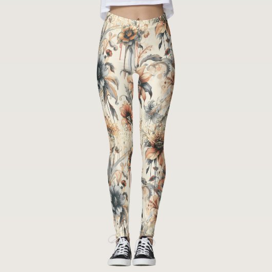 Vintage Blume abtropfen Leggings (Vorderseite)