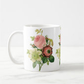 Vintage Blume, Anemone Rose Clematis von Redoute Kaffeetasse (Links)