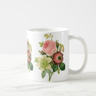 Vintage Blume, Anemone Rose Clematis von Redoute Kaffeetasse