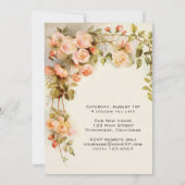 Vintage Blume, antike rosa Rosen Einladung (Rückseite)