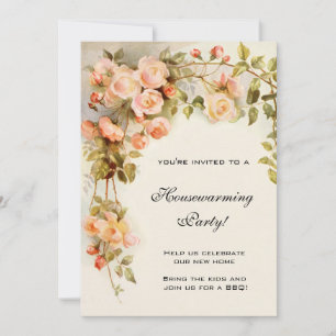 Vintage Blume, antike rosa Rosen Einladung