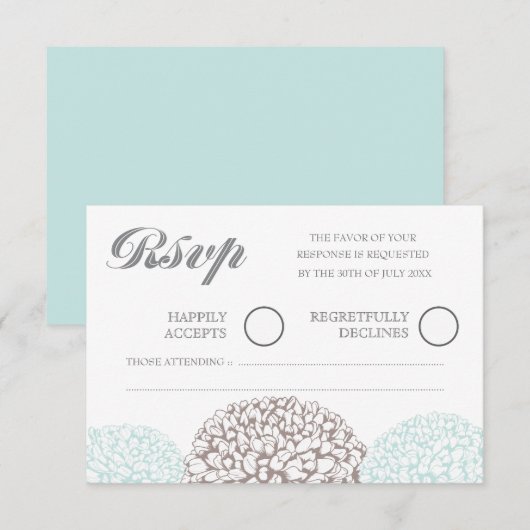 Vintage Blume Aqua Blue Wedding RSVP (Vorne/Hinten)