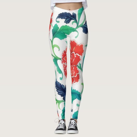 Vintage Blume Art Leggings (Vorderseite)