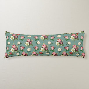 Vintage Blume auf Stone Blue, Retro Floral Print Seitenschläferkissen