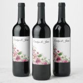 Vintage Blume auf Weiß Weinetikett (Flaschen)