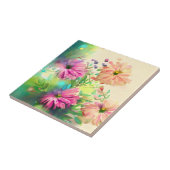 Vintage Blume aus Rosa und Korallen Fliese (Seite)