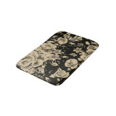 Vintage Blume aus schwarzem Öl Badematte (Schrägansicht)