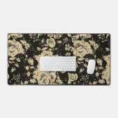 Vintage Blume aus schwarzem Öl Schreibtischunterlage (Tastatur & Maus)