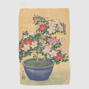 Vintage Blume Azalea Japanische Malerei Golfhandtuch