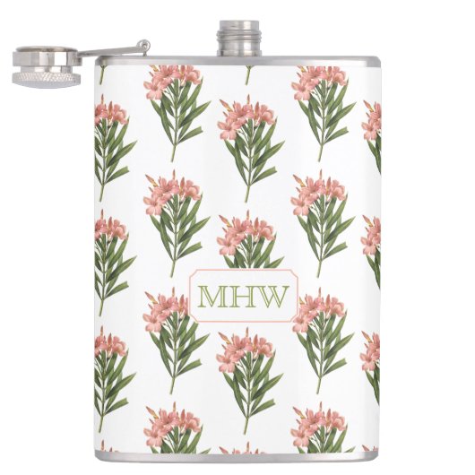 Vintage Blume benutzerdefinierte Monogramm-Flasche Flachmann (Geöffnet)