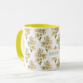 Vintage Blume benutzerdefinierte Monogramm-Tasse 1 Tasse (Vorderseite Links)