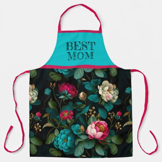 VINTAGE BLUME "BEST MAMA" SCHÜRZE (Vorderseite)