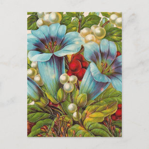 Vintage Blume "Blauer Flor" Postkarte