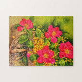Vintage Blume blühen Wasserfarbe Puzzle (Horizontal)