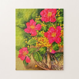 Vintage Blume blühen Wasserfarbe Puzzle