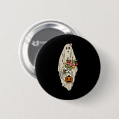 Vintage Blume Blumenghost Niedlich SonnenHalloween Button (Vorne & Hinten)